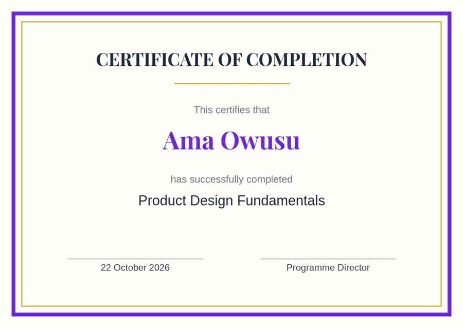 Certificate for Ama Owusu